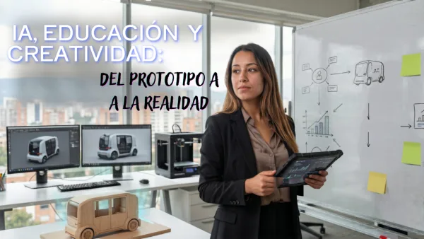 Paula Andrea Pinzón en un entorno de trabajo mostrando aplicaciones creativas de IA.